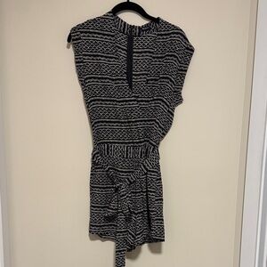 Madewell Black and White V-Neck Mini Jumpsuit